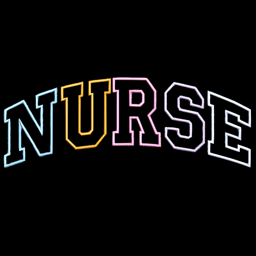 Personalized Embroidered Nurse Text Print Embroidered Crew Neck Sweatshirt