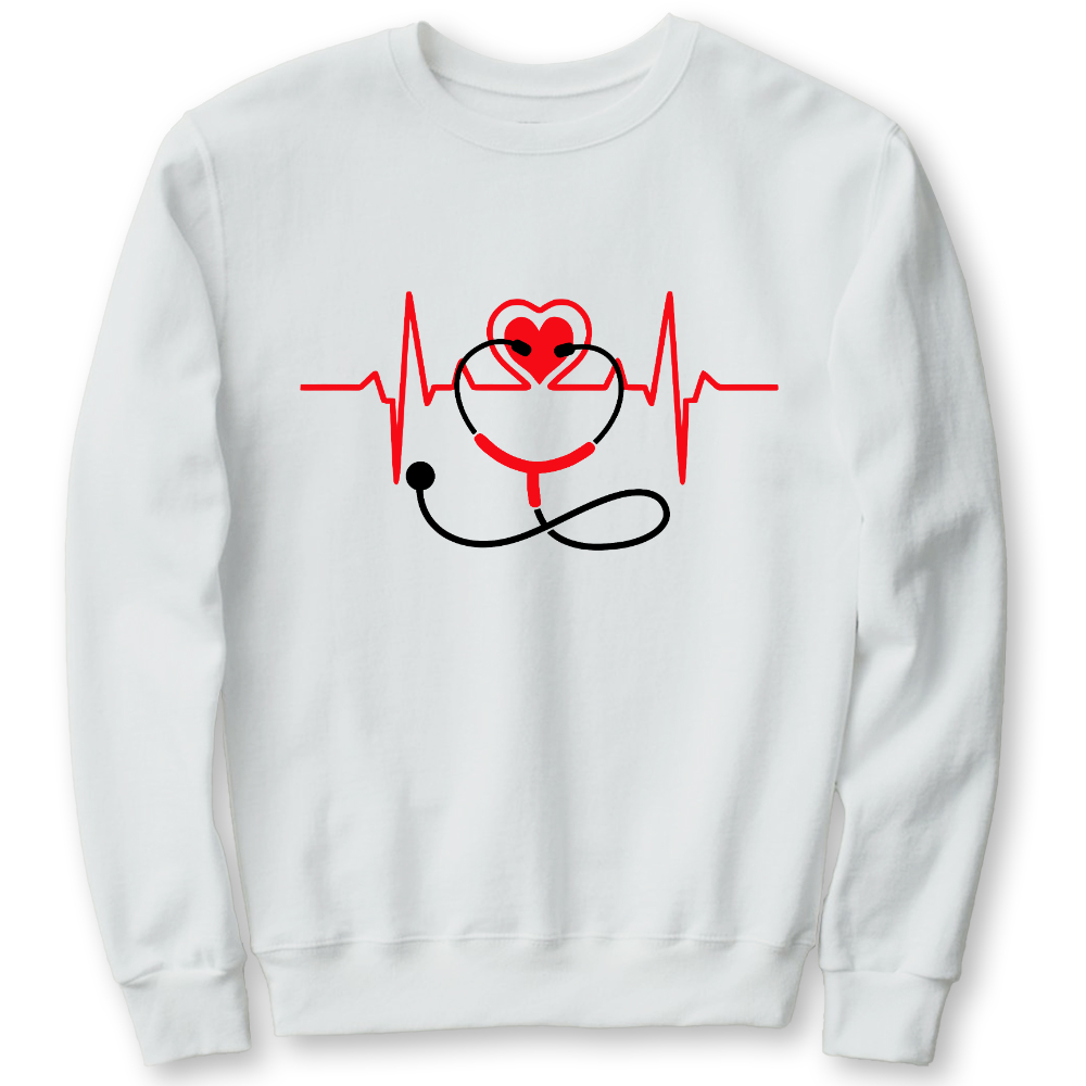 Funny Heart Beats Cotton Pullover Sweatshirt