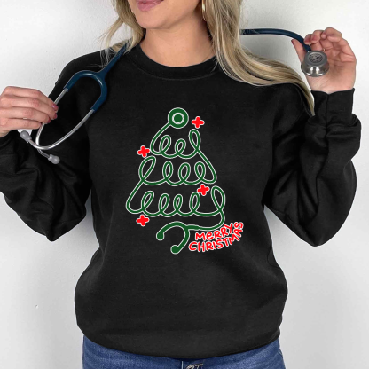 Merry Christmas Nurse Cotton Pullover Sweatshirt