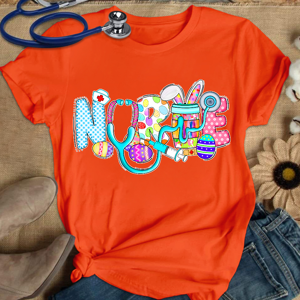 Easter Gnomes Cute Bunny Cotton Nurse T-shirt