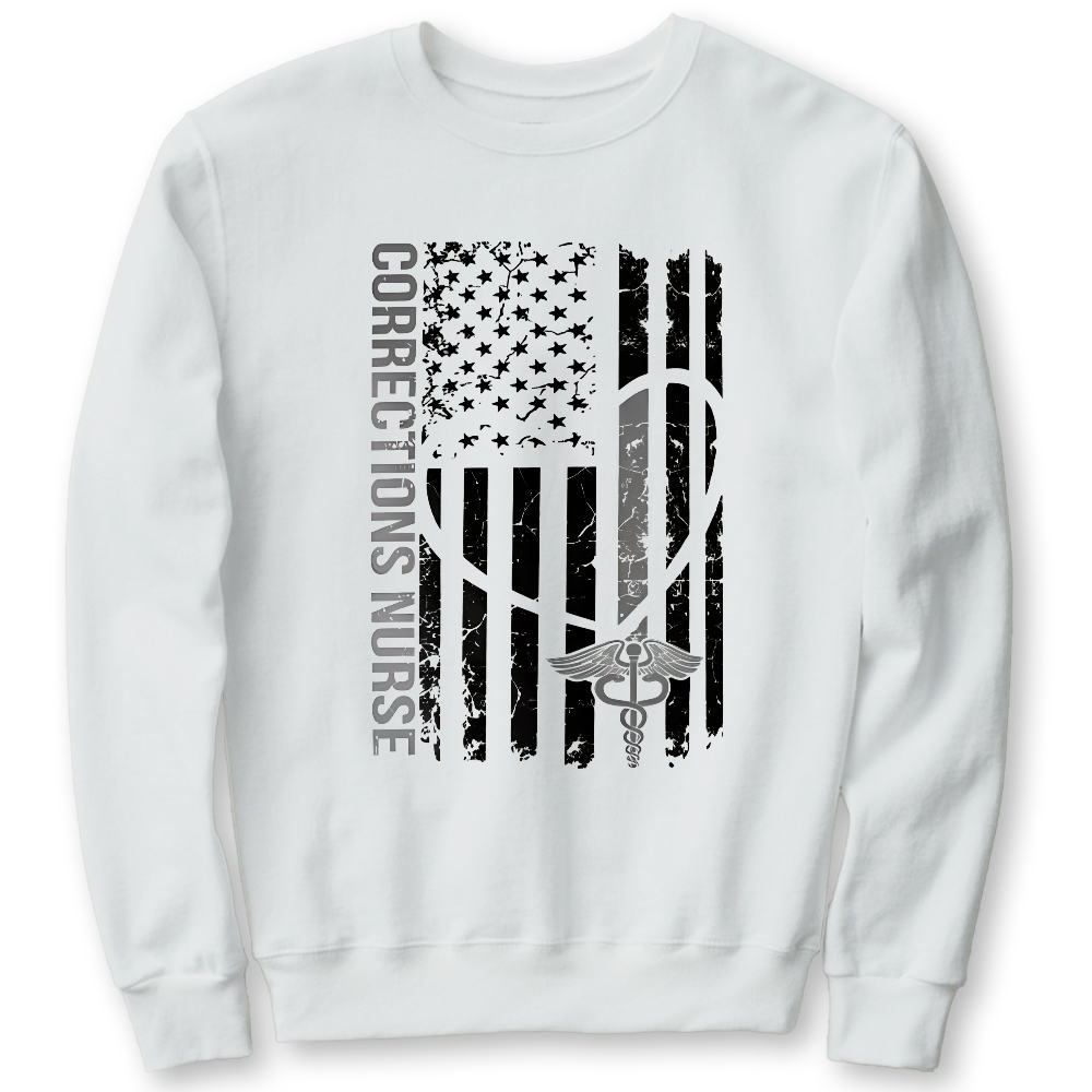 Corrections Nurse Flag Cotton Pullover Sweatshirt