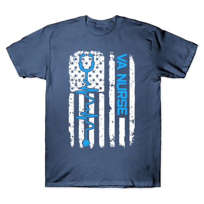 Vintage USA American Flag VA Nurse Patriotic Nursing Gifts Cotton Doctor T-shirt