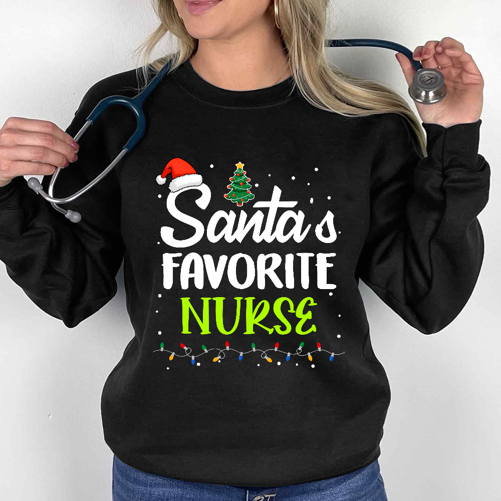 Santa’s Favorite Christmas Nurse Cotton Pullover Sweatshirt