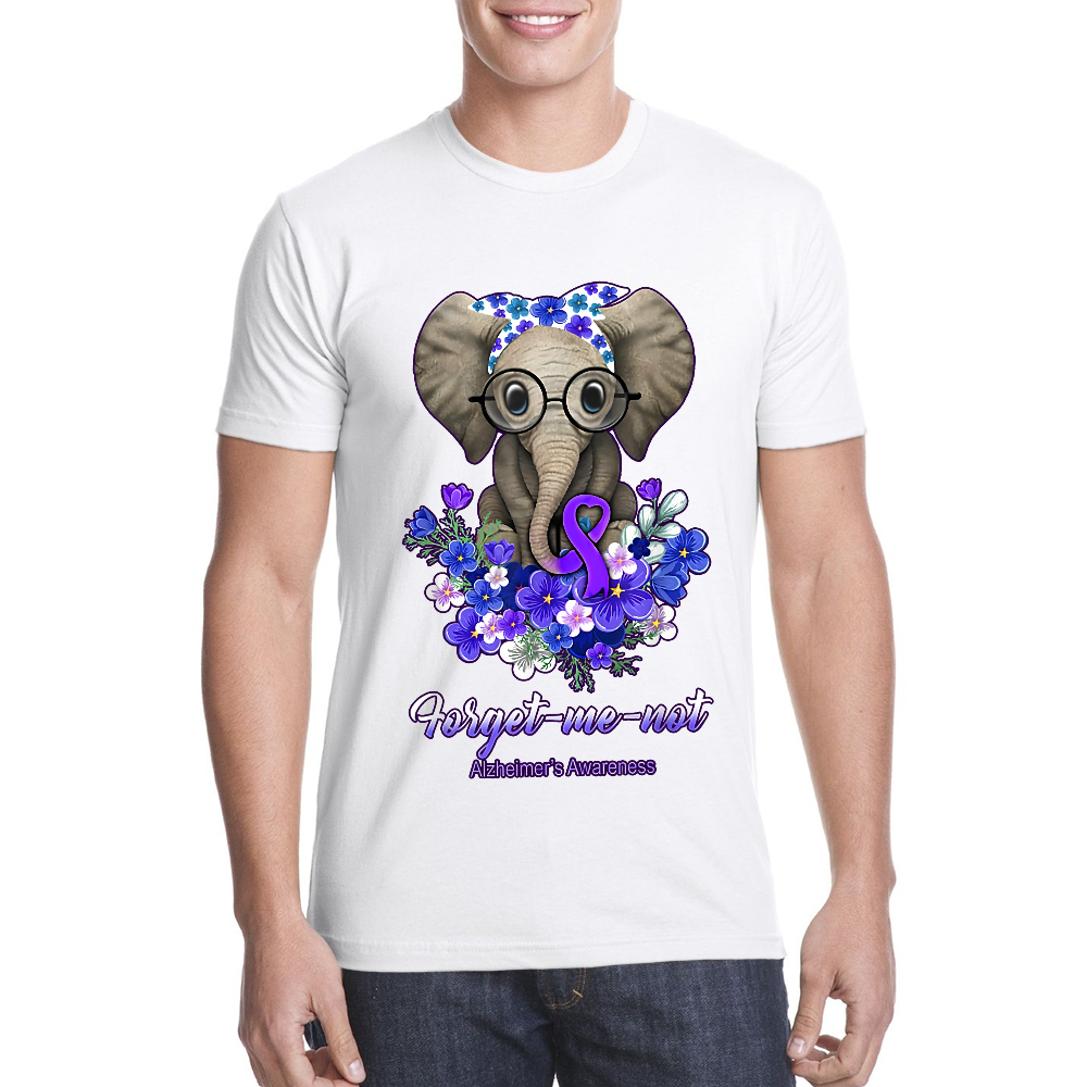 Forget Me Not Alzheimer's Awareness Alzheimers Elephant Cotton Doctor T-shirt