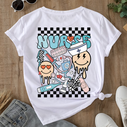 Melting Smiley Face Double-Sided Cotton Printed T-Shirt