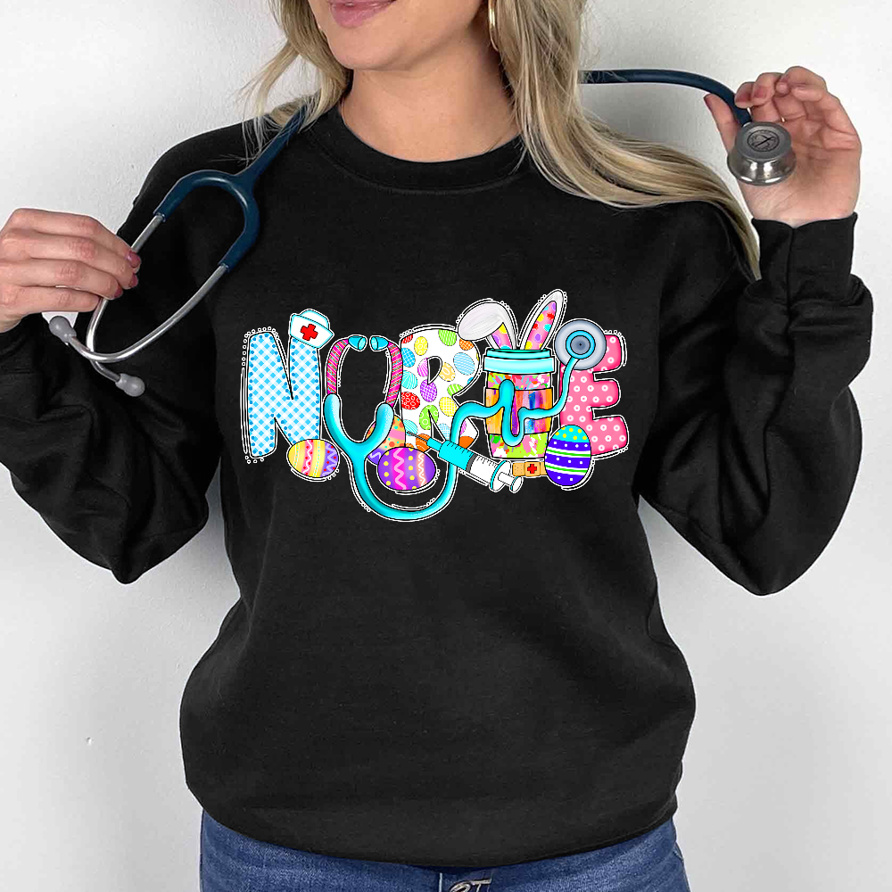 Easter Gnomes Cute Bunny Cotton Pullover Sweatshirt