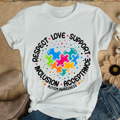 Love Support Acceptance Inclusion Respect Autism Awareness Cotton Nurse T-shirt
