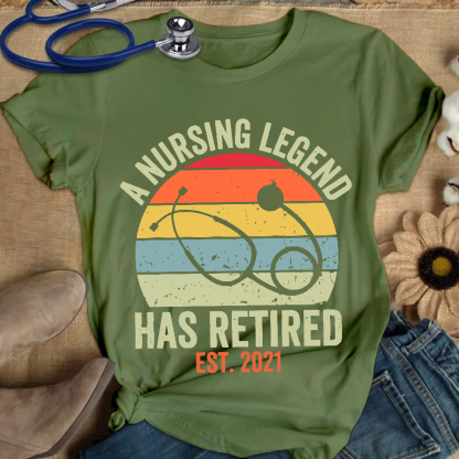Personalized A Nursing Legend Has Retired Cotton Nurse T-shirt