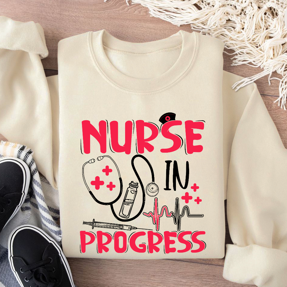 Nurse In Progress Cotton Pullover Sweatshirt
