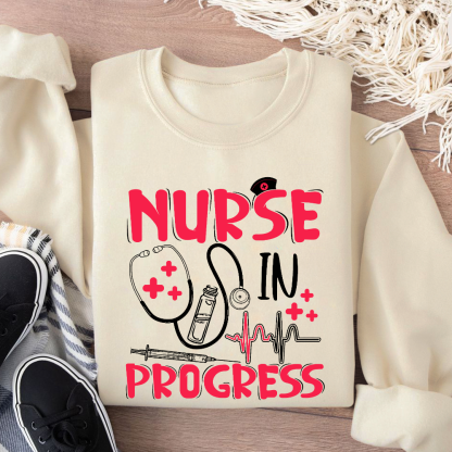Nurse In Progress Cotton Pullover Sweatshirt