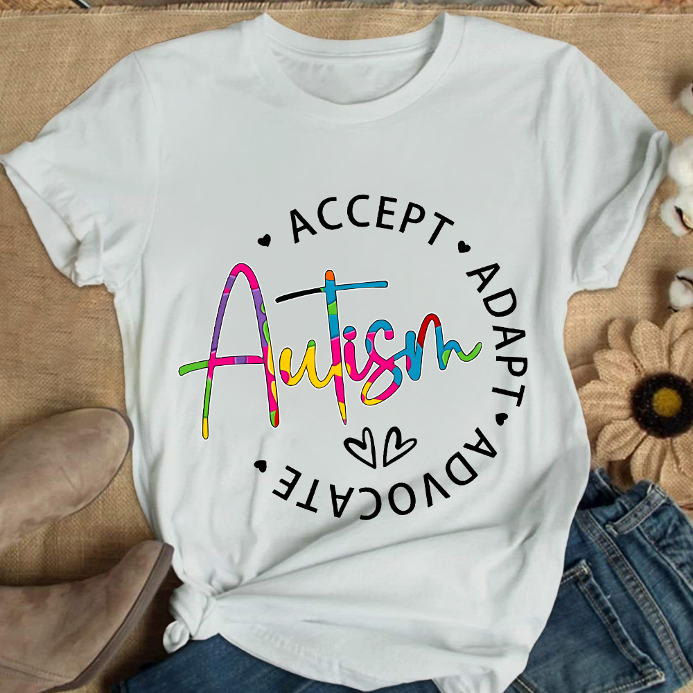 Autism Accept Adapt Advocate Cotton Nurse T-shirt