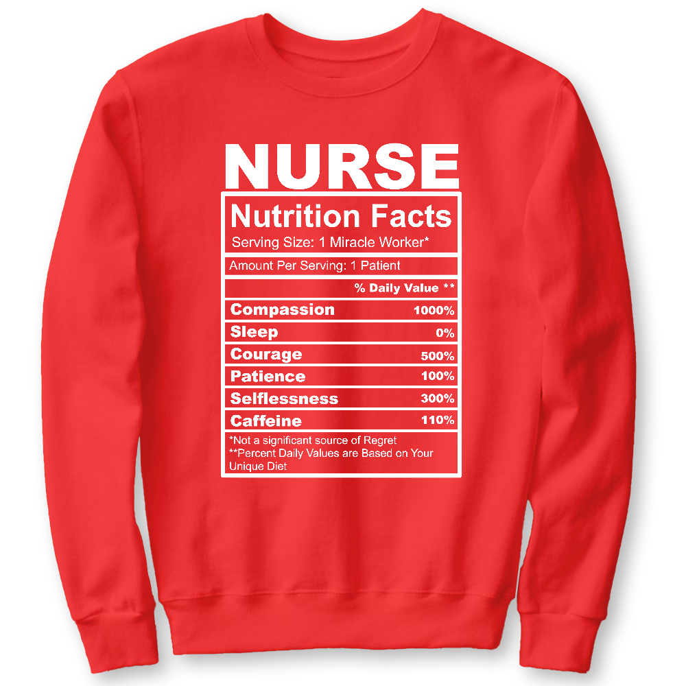 Nurse Nutrition Facts Cute Gift For Nurse Cotton Pullover Sweatshirt