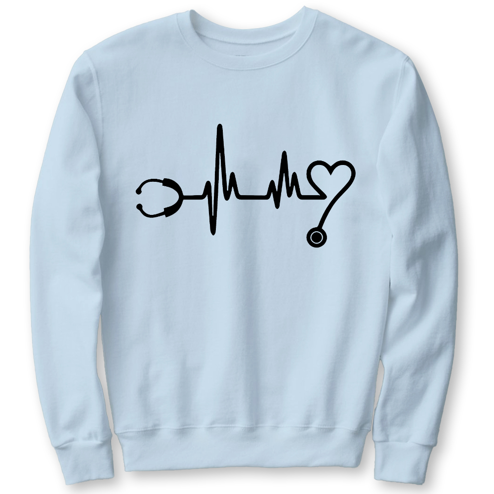 Stethoscope And Electrocardiogram Cotton Pullover Sweatshirt