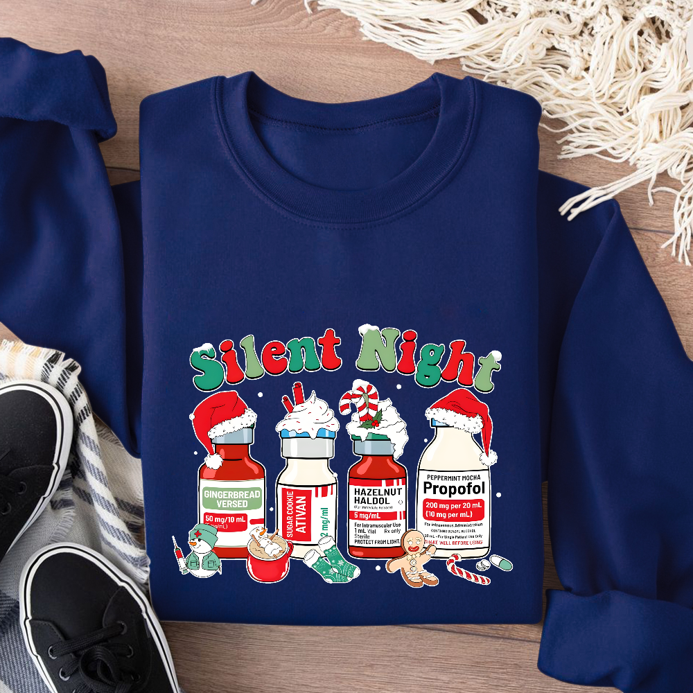 Santa's Helpers Silent Night Cotton Pullover Sweatshirt