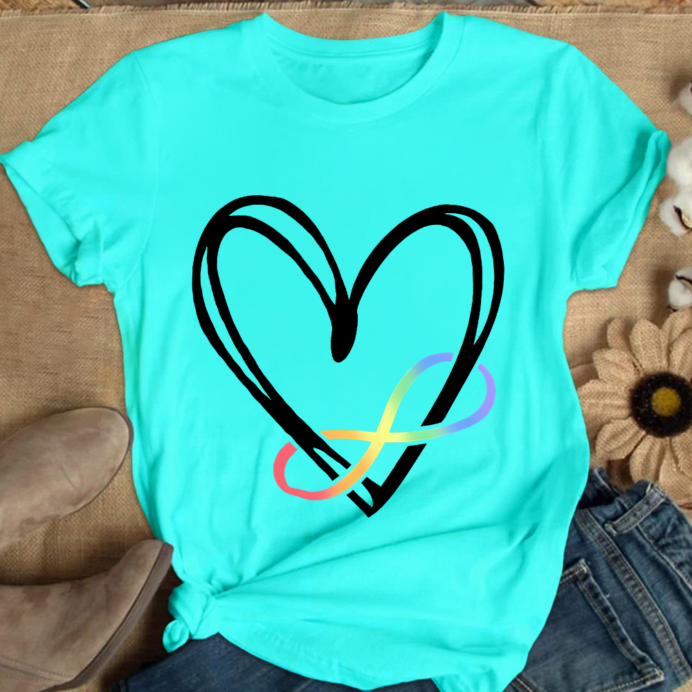 Infinity Heart Autism Awareness Love Needs No Words Cotton Nurse T-shirt