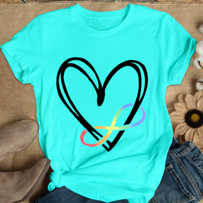 Infinity Heart Autism Awareness Love Needs No Words Cotton Nurse T-shirt