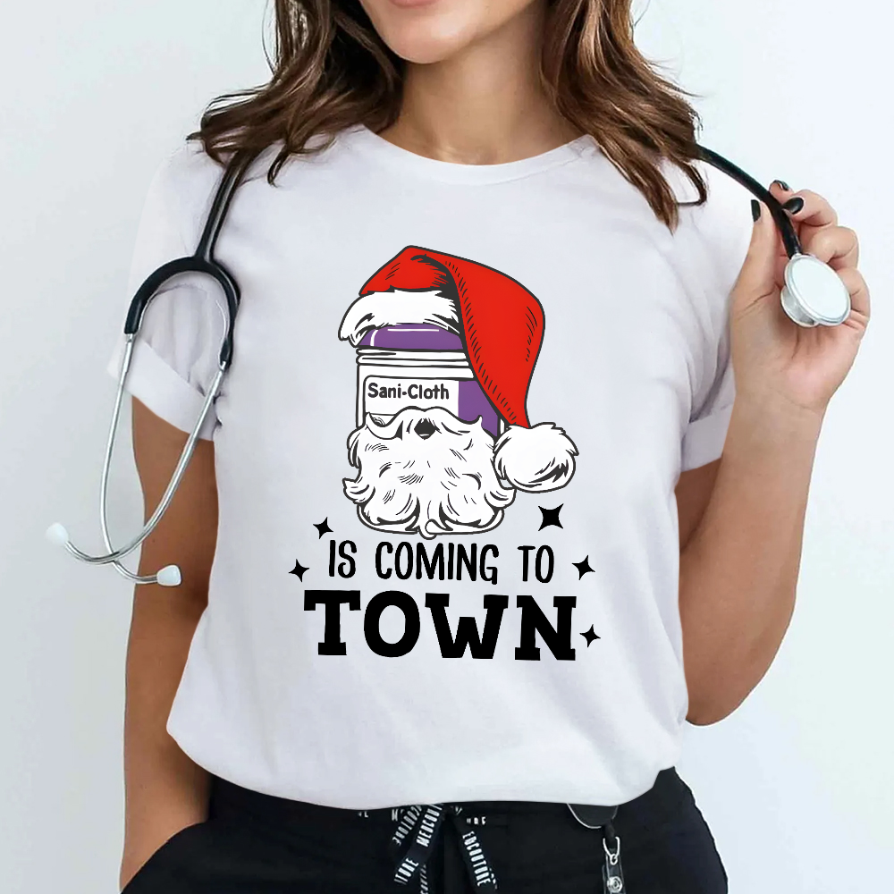 Funny Santa Nurse Medical Assistant Christmas Cotton Nurse T-shirt