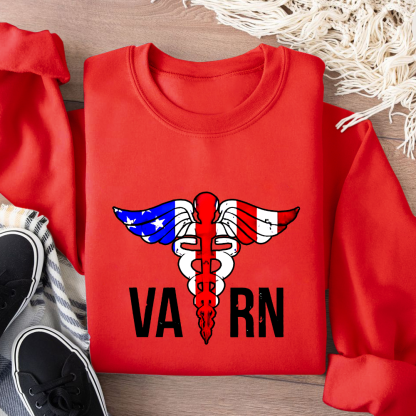 VA RN Nurse Symbol Flag Cotton Pullover Sweatshirt