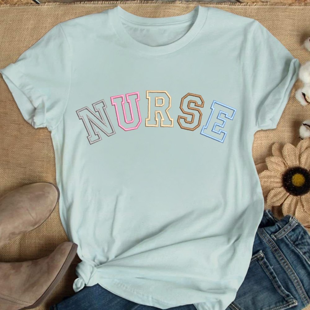 Embroidered Nurse Cotton Nurse T-shirt