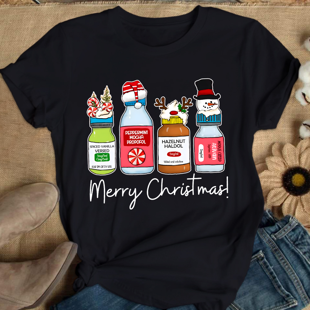 Merry Christmas Pharmacy Cotton Nurse T-shirt