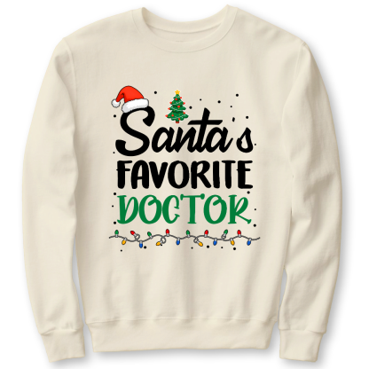 Santa’s Favorite Christmas Doctor Cotton Pullover Sweatshirt