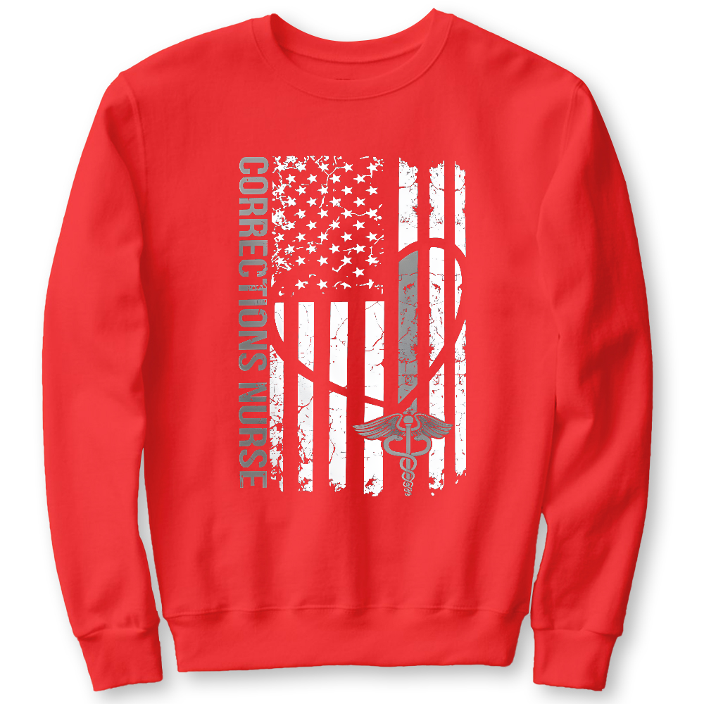 Corrections Nurse Flag Cotton Pullover Sweatshirt