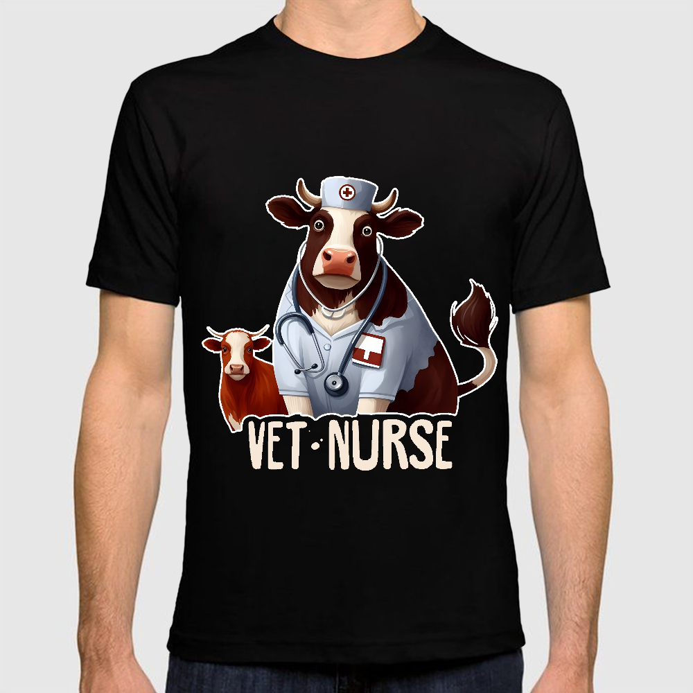 Funny Cattle Vet Nurse Cotton Doctor T-shirt