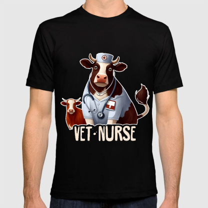 Funny Cattle Vet Nurse Cotton Doctor T-shirt
