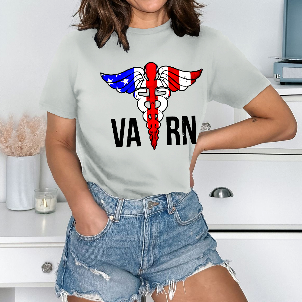 VA RN Nurse Symbol Flag Cotton Nurse T-shirt