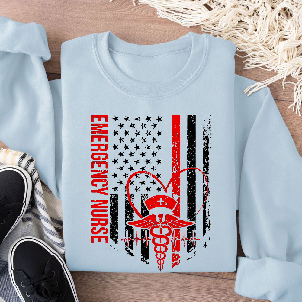 RN Nurse Flag Cotton Pullover Sweatshirt