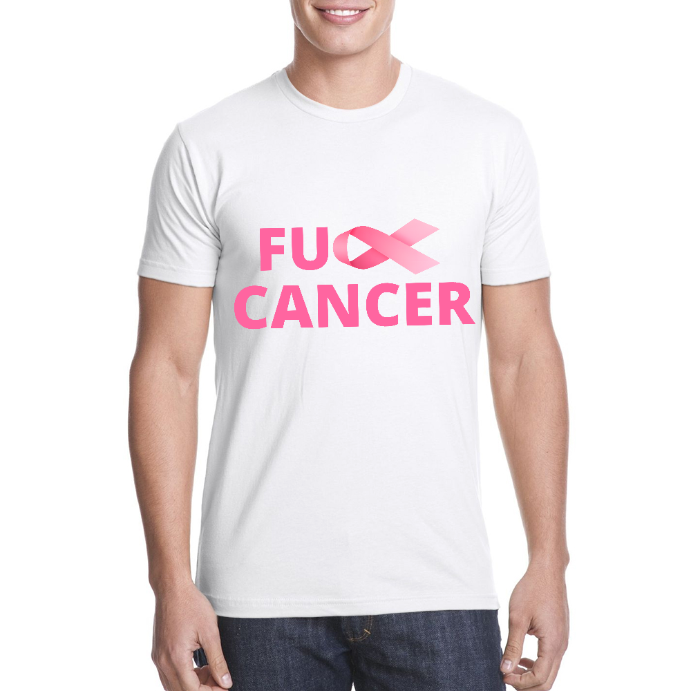Fuck Cancer Breast Cancer Support With Pink Ribbon Cotton Doctor T-shirt