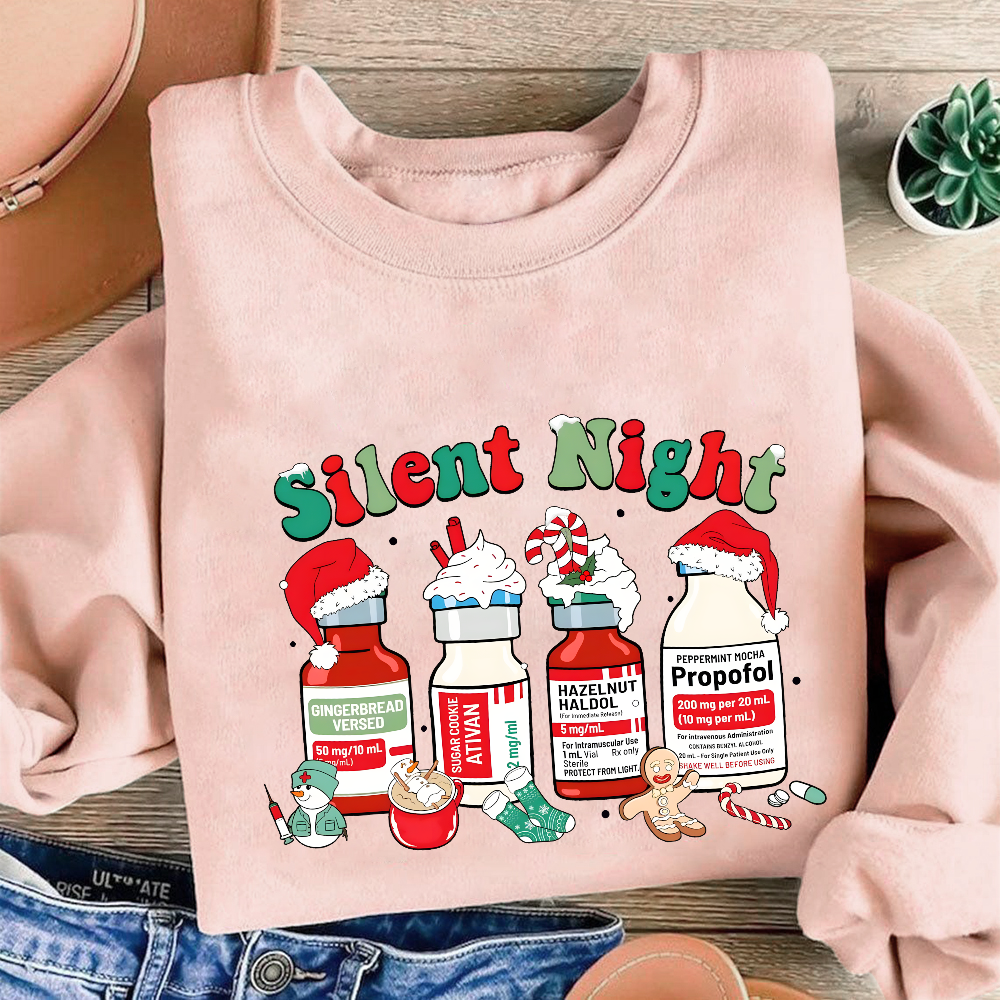 Santa's Helpers Silent Night Cotton Pullover Sweatshirt