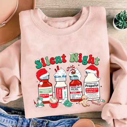 Santa's Helpers Silent Night Cotton Pullover Sweatshirt
