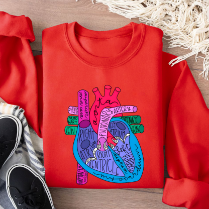 Heart Art Print Cotton Pullover Sweatshirt