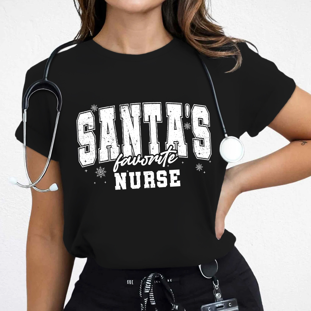 Santas's Favorite Nurse Cotton Nurse T-shirt