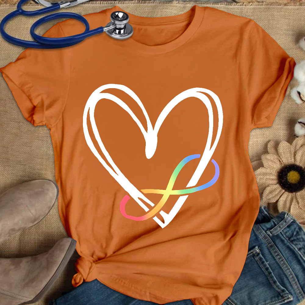 Infinity Heart Autism Awareness Love Needs No Words Cotton Nurse T-shirt