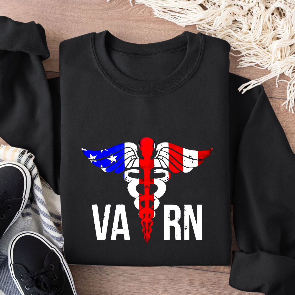 VA RN Nurse Symbol Flag Cotton Pullover Sweatshirt
