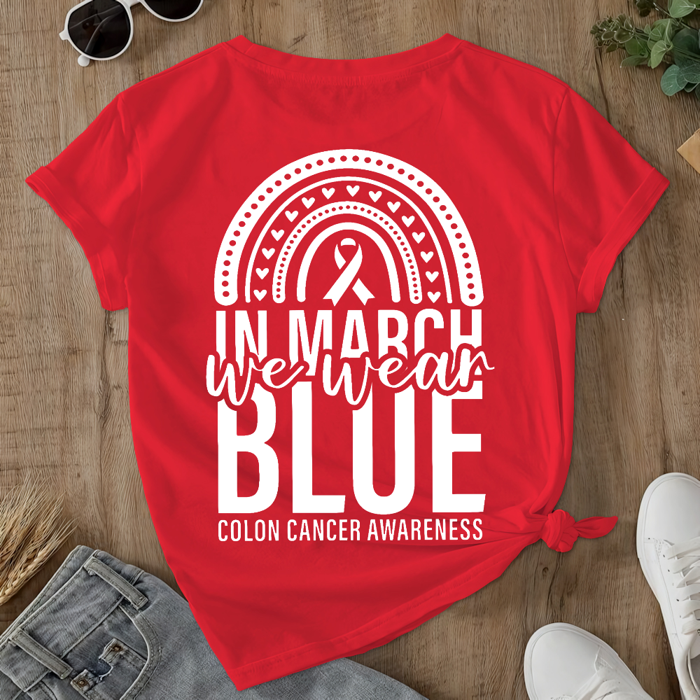 In March We Wear Blue Double-Sided Cotton Printed T-Shirt