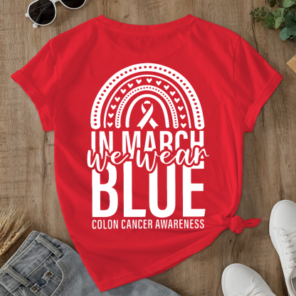 In March We Wear Blue Double-Sided Cotton Printed T-Shirt