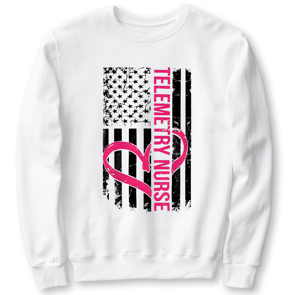 Telemetry Nurse Flag Cotton Pullover Sweatshirt
