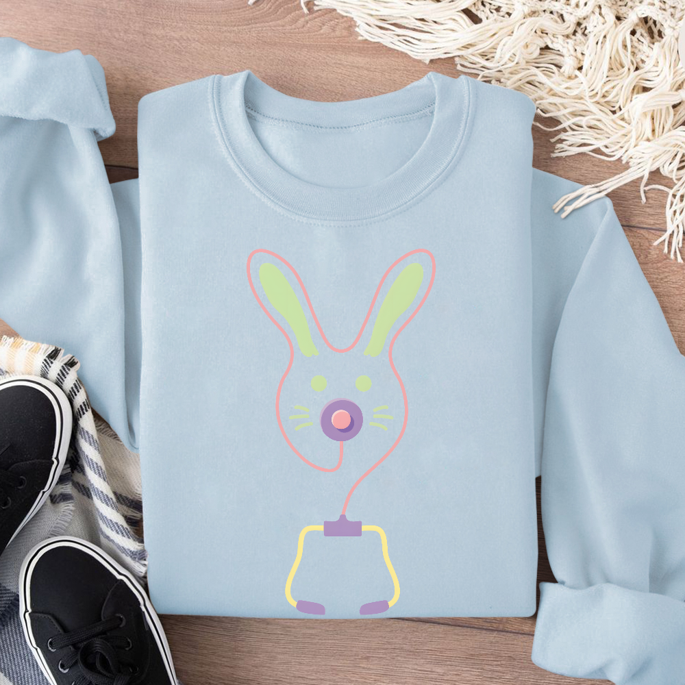 Easter Bunny Medical Tools For Nurse Or Doctor Cotton Pullover Sweatshirt