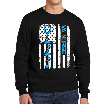 Vintage USA American Flag VA Nurse Patriotic Nursing Gifts Cotton Pullover Sweatshirt