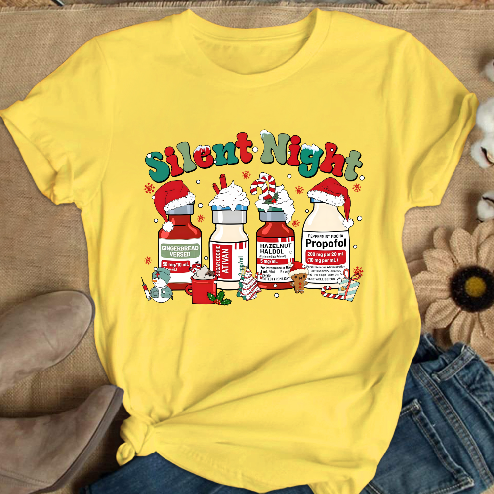 Santa's Helpers Silent Night Cotton Nurse T-shirt