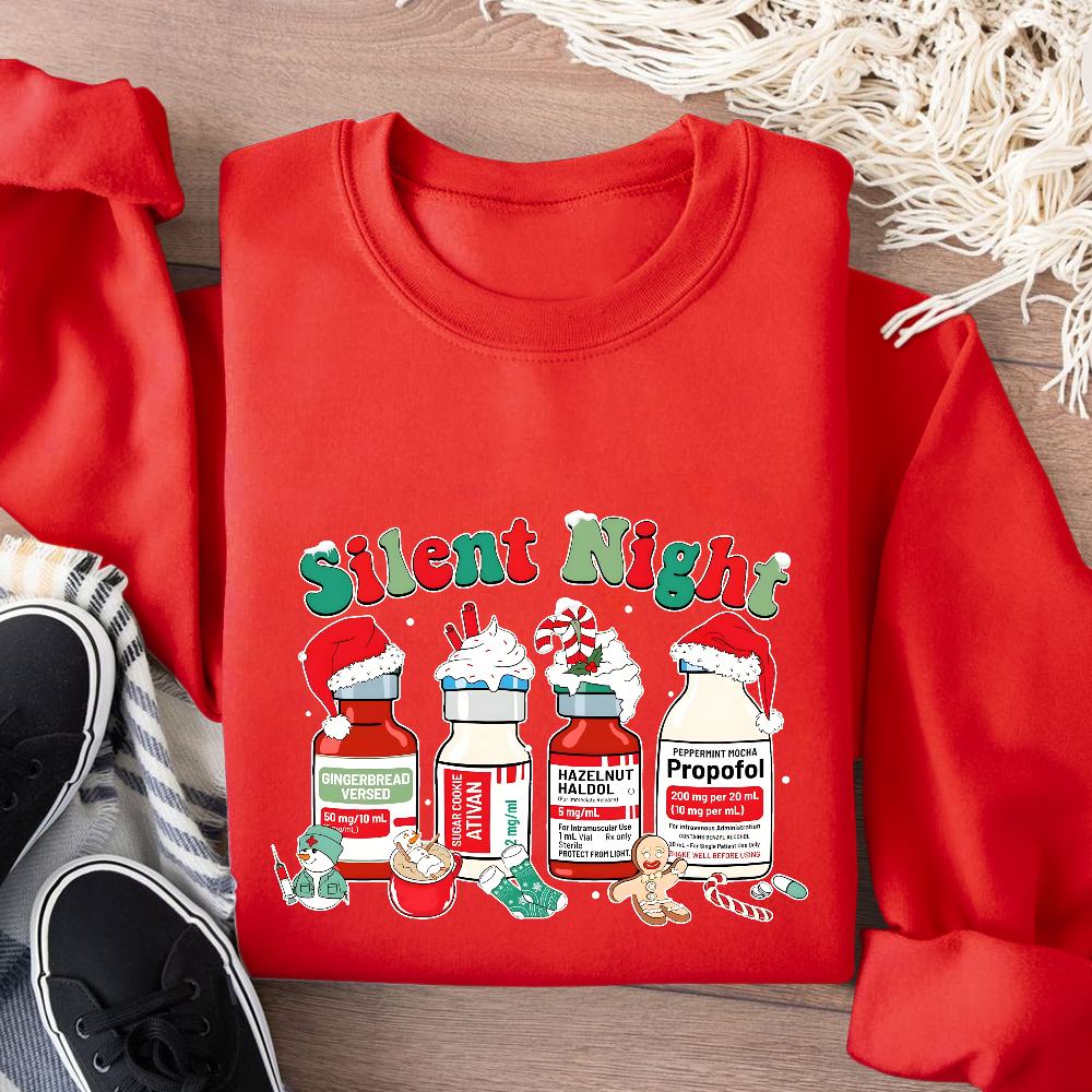 Santa's Helpers Silent Night Cotton Pullover Sweatshirt