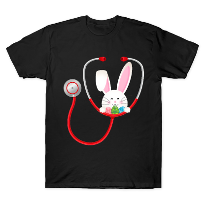 Easter Bunny Stethoscope Cotton Doctor T-shirt