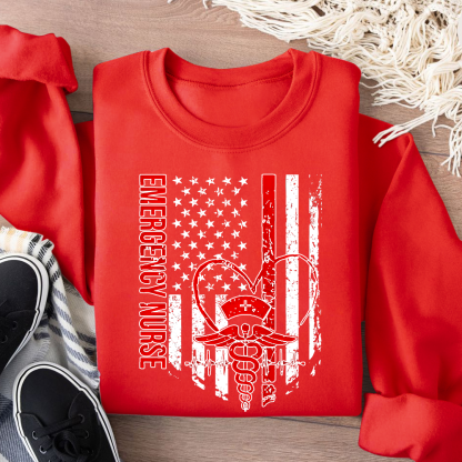 RN Nurse Flag Cotton Pullover Sweatshirt