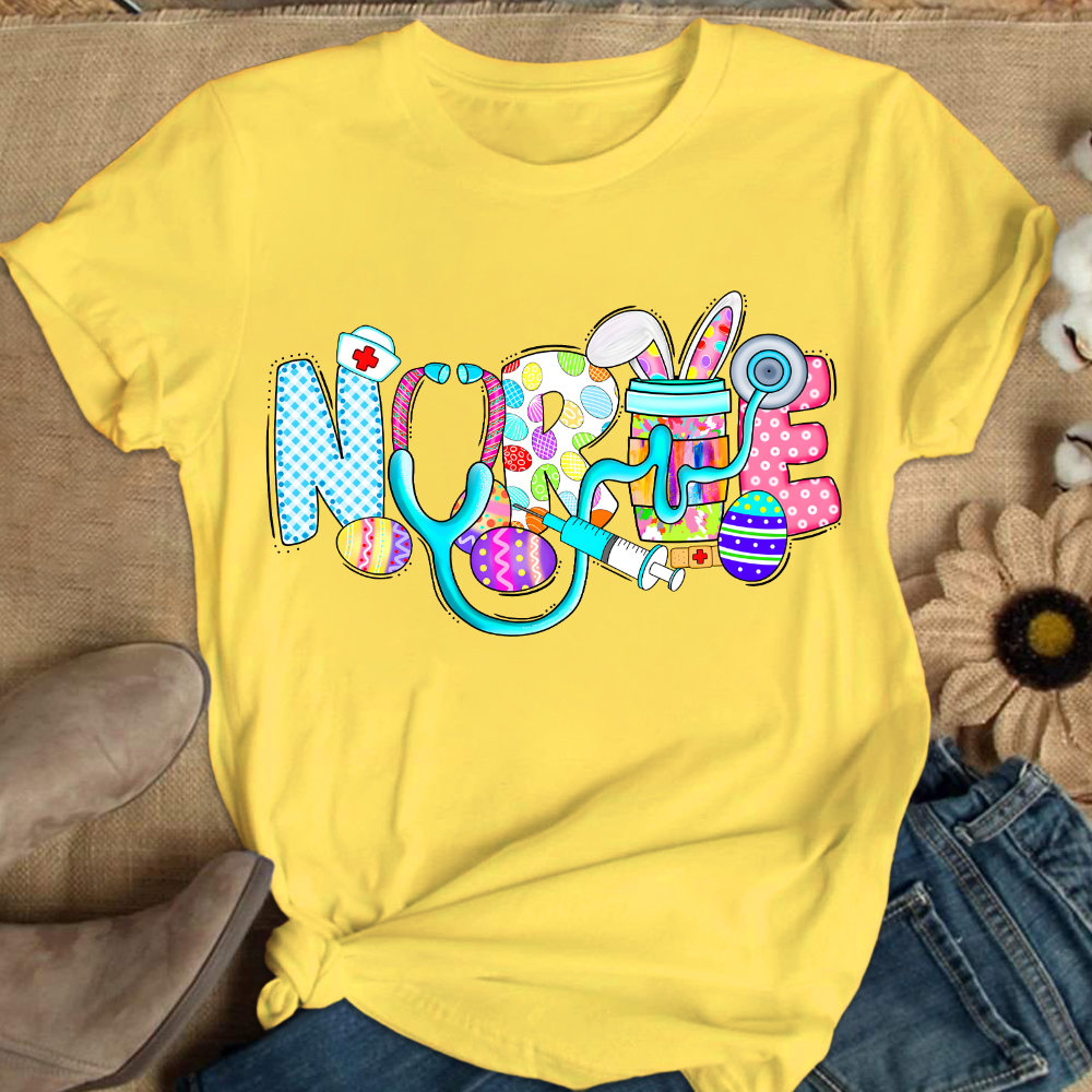 Easter Gnomes Cute Bunny Cotton Nurse T-shirt
