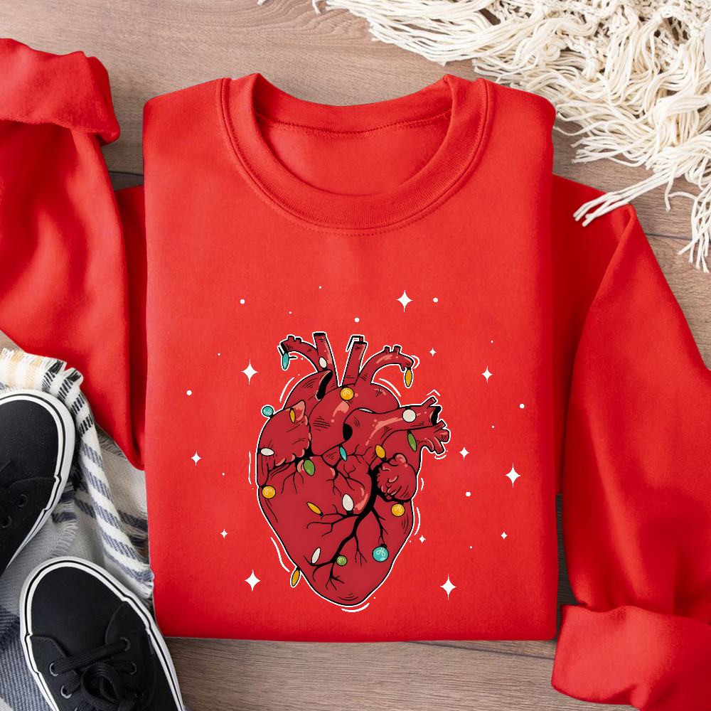 Heart Anatomy Christmas Cotton Pullover Sweatshirt