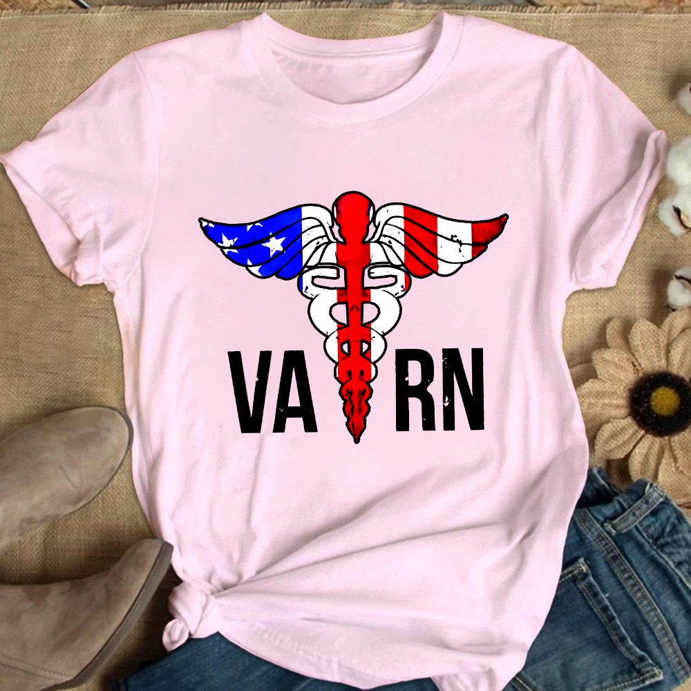 VA RN Nurse Symbol Flag Cotton Nurse T-shirt