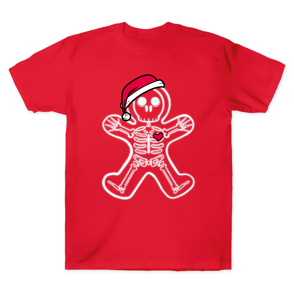 Christmas Gingerbread Man X-Ray Cookie Skeleton Wearing A Santa Hat Classic Cotton Doctor T-shirt